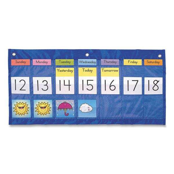 Carson-Dellosa Education Weekly Calendar with Weather, 21 Pockets, 25 x 12.75, Blue (CDP5636) Each