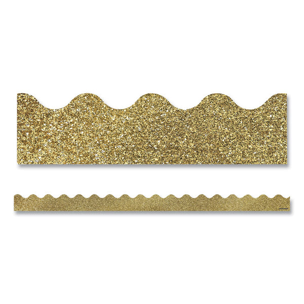 Carson-Dellosa Education Scalloped Borders, 2.25" x 3 ft, Gold Glitter, 13/Pack (CDP108319) Pack of 13