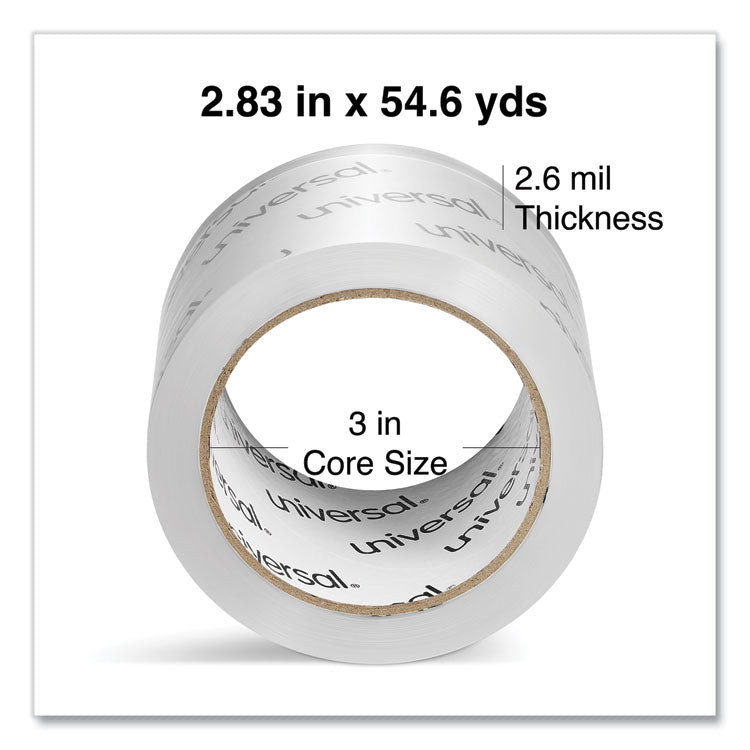 Universal® Extra-Wide Moving and Storage Packing Tape, 3" Core, 2.83" x 54.7 yd, Clear, 6/Pack (UNV83000)