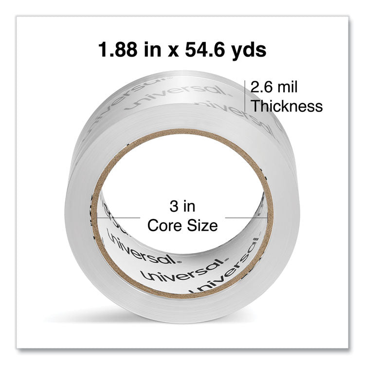 Universal® Moving and Storage Packing Tape, 3" Core, 1.88" x 54.6 yd, Clear, 6/Pack (UNV33102) Pack of 6