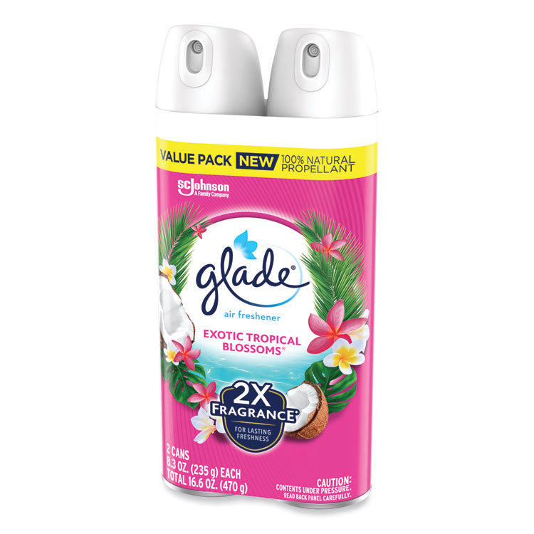 Glade® Air Freshener, Tropical Blossoms Scent, 8.3 oz, 2/Pack, 3 Packs/Carton (SJN346580) Case of 3