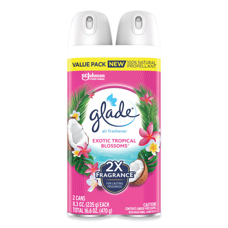 Glade® Air Freshener, Tropical Blossoms Scent, 8.3 oz, 2/Pack, 3 Packs/Carton (SJN346580) Case of 3