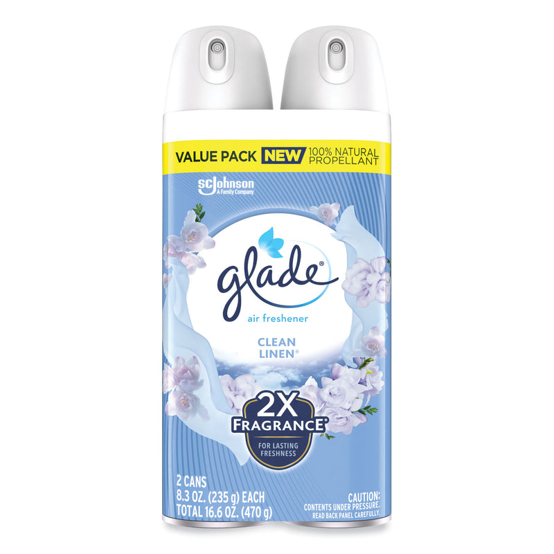 Glade Air Freshener, Clean Linen Scent, 8.3 oz, 2/Pack, 3Packs/Carton (SJN377363) Case of 3