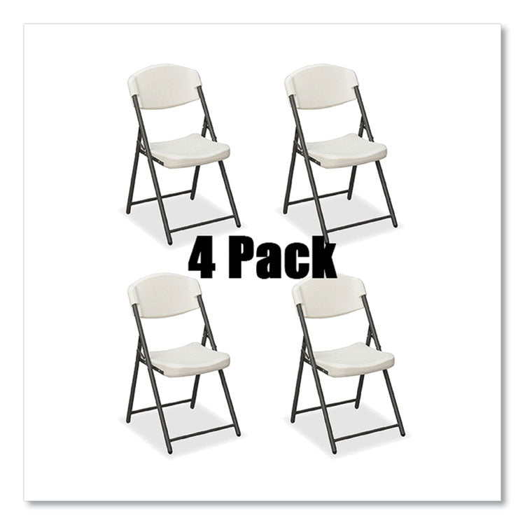 Iceberg Rough n Ready Commercial Folding Chair, Supports Up to 350lb, 18" Seat Height, Platinum Granite Seat/Back, Black Base, 4/Pack (ICE64033) Each