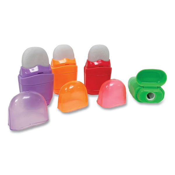 Charles Leonard® One-Hole Pencil Sharpener/Eraser Combo, 1" x 0.75", Randomly Assorted Colors (LEO80735) Each