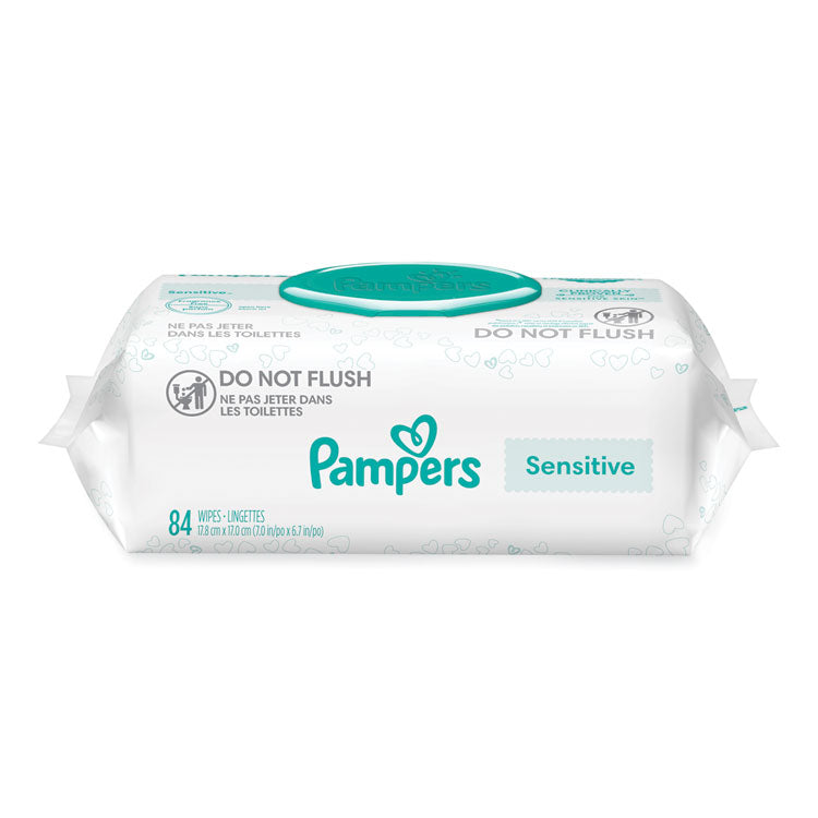 Pampers® Sensitive Baby Wipes, 1-Ply, 6.7 x 7, Unscented, White, 84/Pack, 7/Carton (PGC07325)