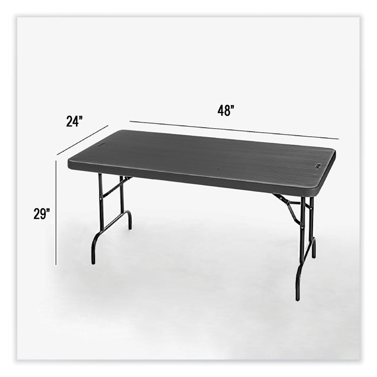 Iceberg IndestrucTable Commercial Folding Table, Rectangular, 48" x 24" x 29", Charcoal Top, Charcoal Base/Legs (ICE65507)