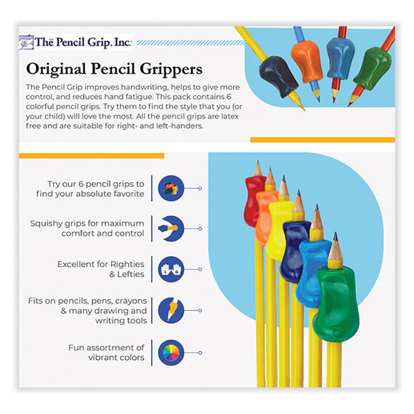 The Pencil Grip™ Original Grip, 2.1" Long, Assorted Colors, 6/Pack (TPG11106) Pack of 6