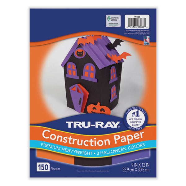 Pacon® Tru-Ray Construction Paper, 70 lb Text Weight, 9 x 12, Assorted Halloween Colors, 150/Pack (PACP6688) Pack of 150