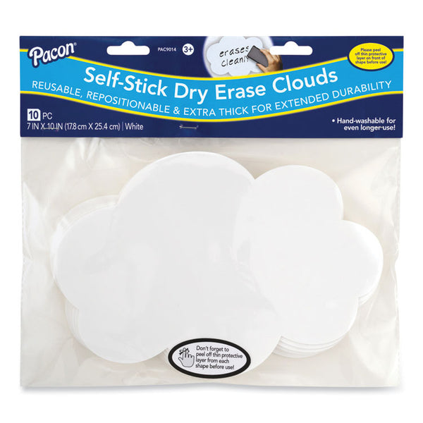 Pacon® Self Stick Dry Erase Clouds, 7 x 10, White Surface, 10/Pack (PAC9014) Pack of 10