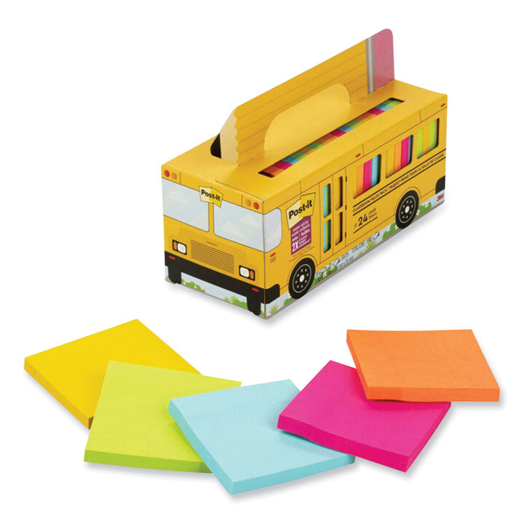 Post-it® Notes Super Sticky Self-Stick Notes, 3" x 3", Assorted, 70 Sheets/Pad, 24 Pads/Pack (MMM65424SSBUS) 1 Pack