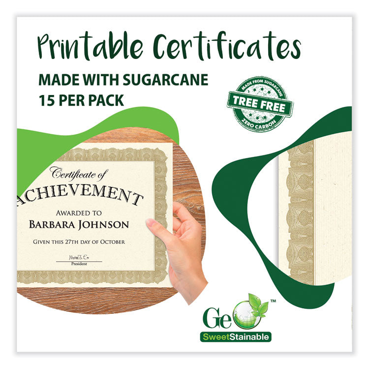 Geographics® Tree Free Award Certificates, 8.5 x 11, Natural with Gold Braided Border, 15/Pack (GEO49008) Each