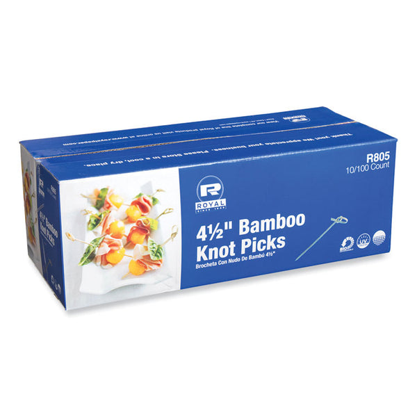 AmerCareRoyal® Knotted Bamboo Pick, Natural, 4.5", 100 Pack, 10 Packs/Carton (RPPR805)