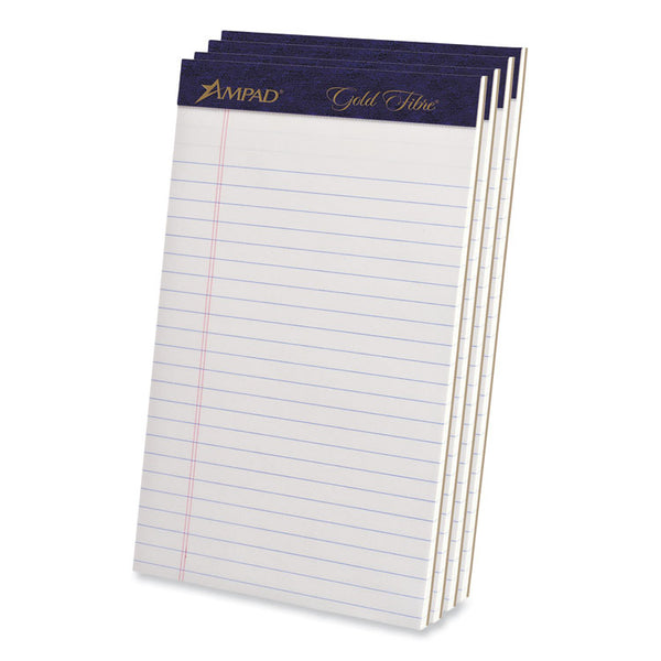 Ampad® Gold Fibre Writing Pads, Narrow Rule, 50 White 5 x 8 Sheets, 4/Pack (TOP20018)