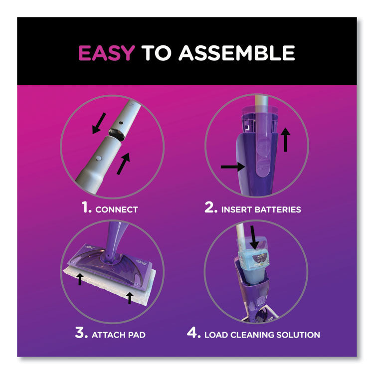 Swiffer® WetJet Mop Starter Kit with 10 Pads and 1 Cleaner, 11.3 x 5.4 Head, Silver Handle (PGC49886) Each