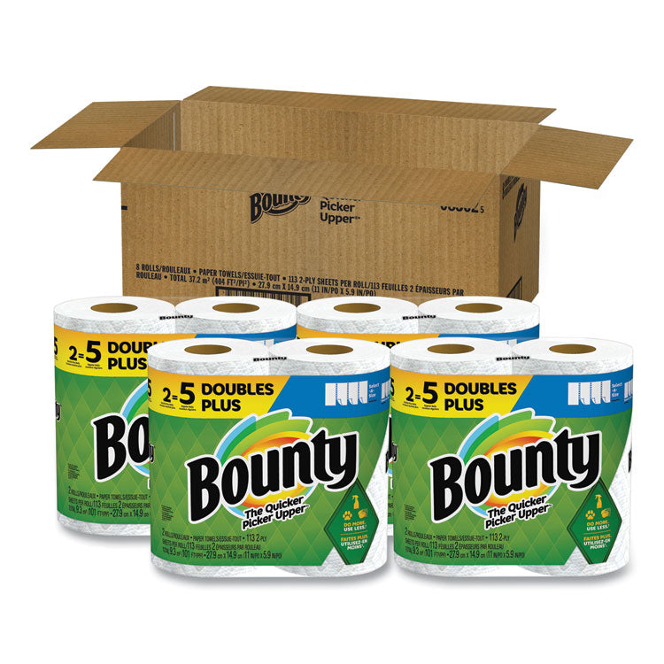 Bounty® Select-a-Size Kitchen Roll Paper Towels, 2-Ply, White, 6 x 11, 113 Sheets/Roll, 2 Double Plus Rolls/Pack, 4 Packs/Carton (PGC08362)