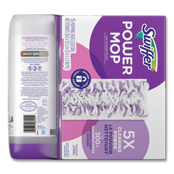 Swiffer® PowerMop Cleaning Solution and Pads Refill Pack, Lavender, 25.3 oz Bottle and 5 Pads per Pack, 4 Packs/Carton (PGC09117)