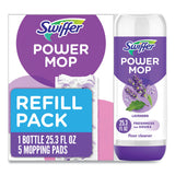 Swiffer® PowerMop Cleaning Solution and Pads Refill Pack, Lavender, 25.3 oz Bottle and 5 Pads per Pack, 4 Packs/Carton (PGC09117)