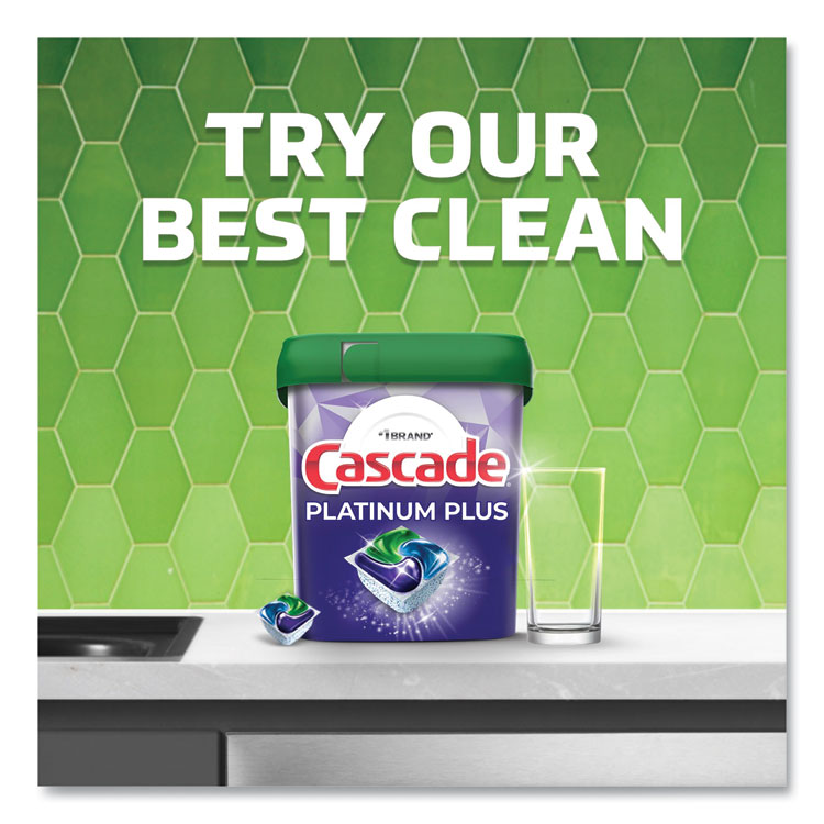 Cascade® Platinum Plus ActionPacs Dishwasher Detergent Pods, Fresh Scent, 20.7 oz Tub, 38/Tub, 6/Carton (PGC06157)