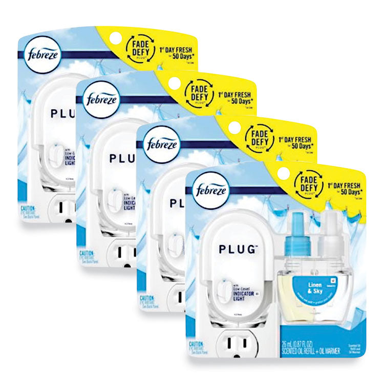 Febreze® PLUG Air Freshener Warmer Start Kit, 6.54 x 2.99 x 5.98, Clear/White, 4/Carton (PGC68235)