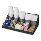 Network Collection 11-Compartment Coffee Cup and Condiment Countertop Organizer, 9.5 x 17.88 x 6.63, Black (EMSCOMORGMESHBL) Each