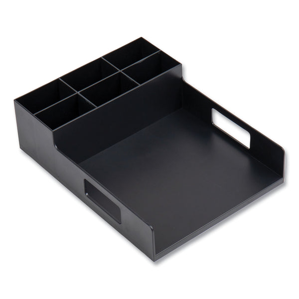 Network Collection Utensil, Napkin and Plate Countertop Organizer, 15.2 x 11.5 x 4.45, Plastic, Black (EMSPSNAPUTBLK) Each