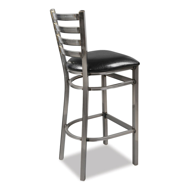 JMC Furniture White Horse Series Barstools, Supports Up to 300 lb, 29.5" Seat Height, Black Seat, Industrial Clear-Coat Steel Back/Frame (JMCWHBSCLR) Each