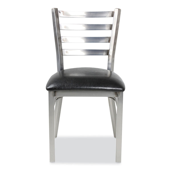 JMC Furniture White Horse Series Side Chairs, Supports Up to 300 lb, 18" Seat Height, Black Seat, Industrial Clear-Coat Steel Back/Frame (JMCWHCCLR) Each