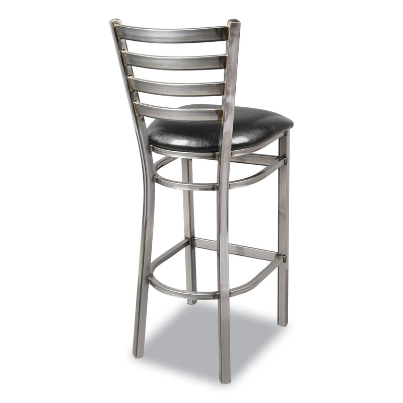 JMC Furniture White Horse Series Barstools, Supports Up to 300 lb, 29.5" Seat Height, Black Seat, Industrial Clear-Coat Steel Back/Frame (JMCWHBSCLR) Each