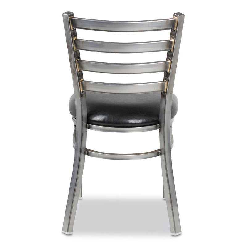 JMC Furniture White Horse Series Side Chairs, Supports Up to 300 lb, 18" Seat Height, Black Seat, Industrial Clear-Coat Steel Back/Frame (JMCWHCCLR) Each
