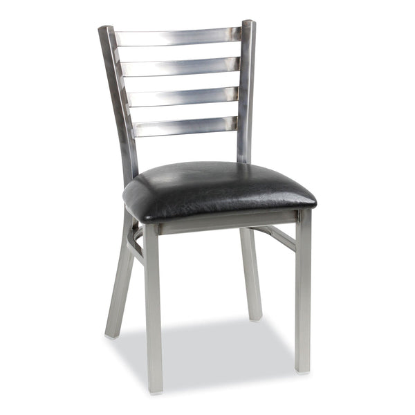 JMC Furniture White Horse Series Side Chairs, Supports Up to 300 lb, 18" Seat Height, Black Seat, Industrial Clear-Coat Steel Back/Frame (JMCWHCCLR) Each