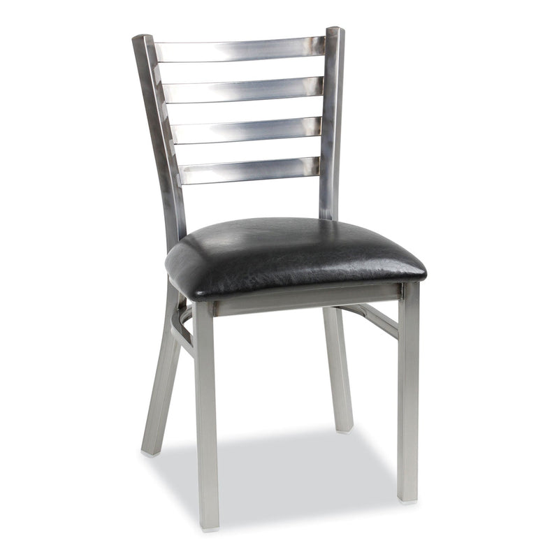 JMC Furniture White Horse Series Side Chairs, Supports Up to 300 lb, 18" Seat Height, Black Seat, Industrial Clear-Coat Steel Back/Frame (JMCWHCCLR) Each