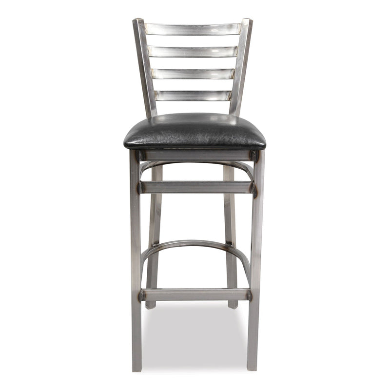 JMC Furniture White Horse Series Barstools, Supports Up to 300 lb, 29.5" Seat Height, Black Seat, Industrial Clear-Coat Steel Back/Frame (JMCWHBSCLR) Each