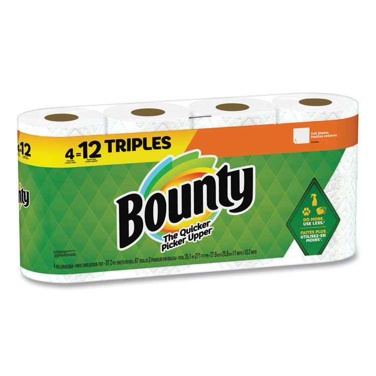 Bounty® Kitchen Roll Paper Towels, 2-Ply, White, 10.5 x 11, 87 Sheets/Roll, 4 Triple Rolls/Pack, 6 Packs/Carton (PGC06109)