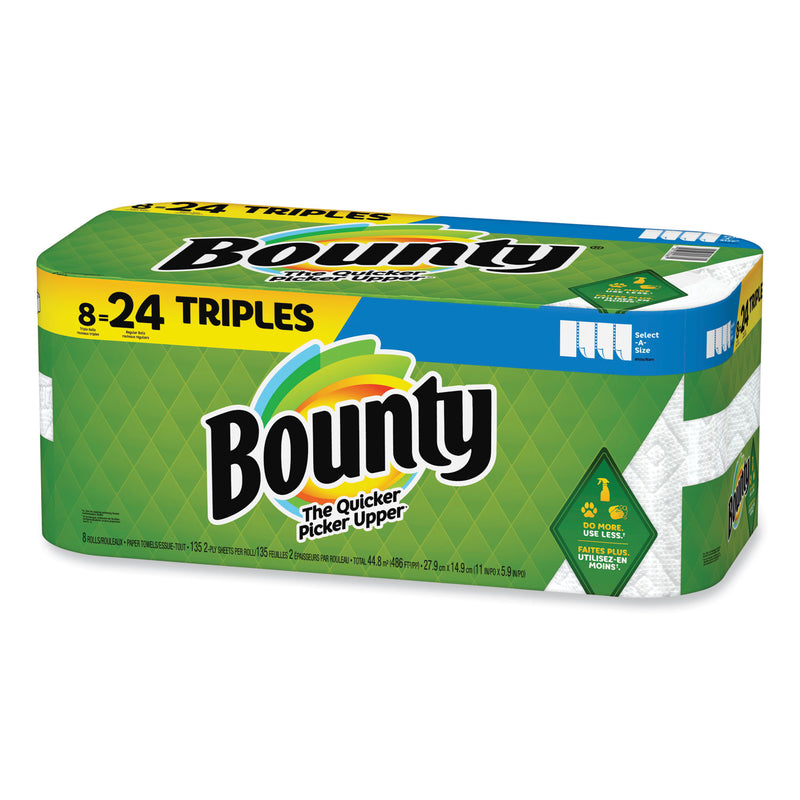 Bounty Select-a-Size Kitchen Roll Paper Towels, 2-Ply, White, 6 x 11, 135 Sheets/Roll, 8 Triple Rolls/Carton (PGC16014) Case of 8