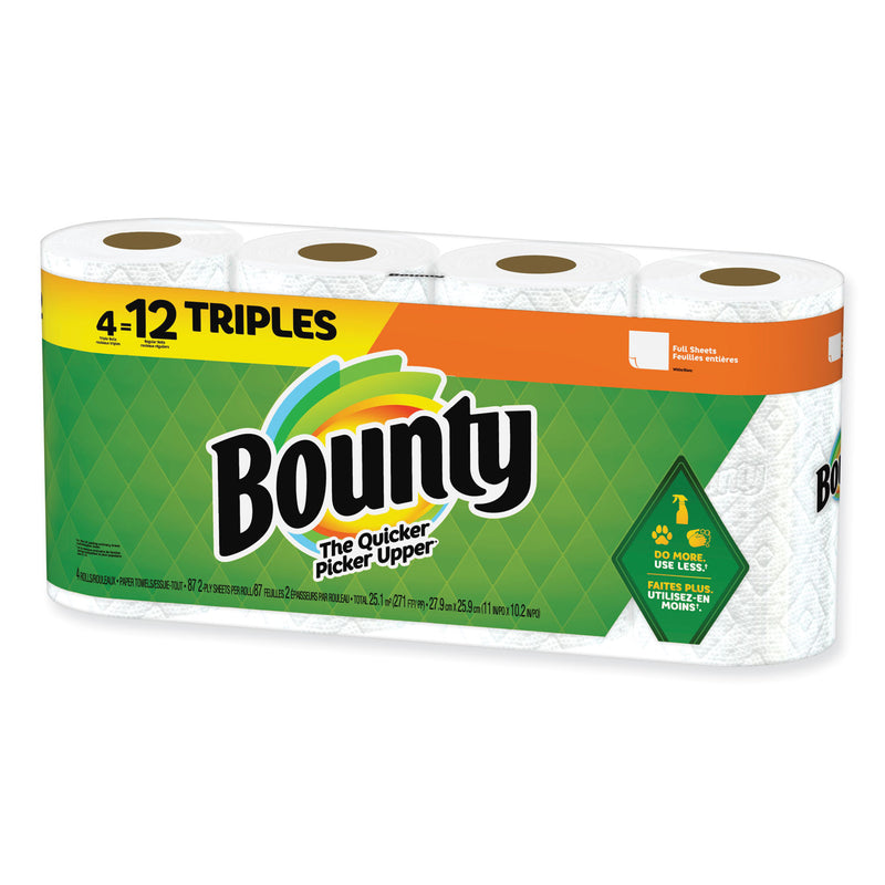 Bounty Kitchen Roll Paper Towels, 2-Ply, White, 10.5 x 11, 87 Sheets/Roll, 4 Triple Rolls/Pack, 6 Packs/Carton (PGC16007) Case of 24