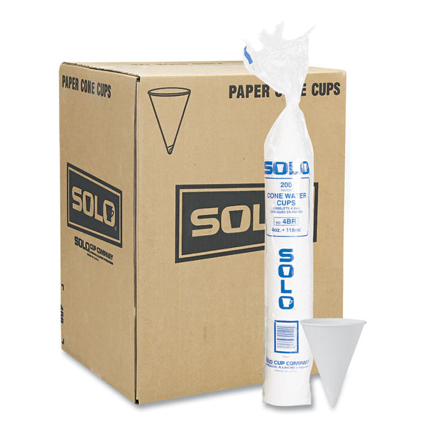 SOLO® Cone Water Cups, Cold, Paper, 4 oz, White, 200/Bag, 25 Bags/Carton (SCC4BRCT)