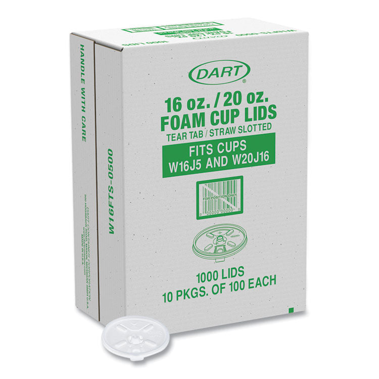 Dart® Lids for Foam Cups and Containers, Fits 16 oz, 20 oz Cups, Translucent, 1,000/Carton (DCCW16FTS)