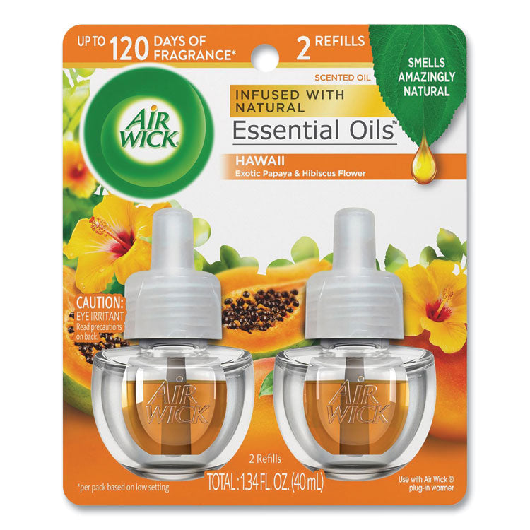 Air Wick® Scented Oil Twin Refill, Hawai'i Exotic Papaya/Hibiscus Flower, 0.67 oz, 6/Carton (RAC85175CT) Case of 6