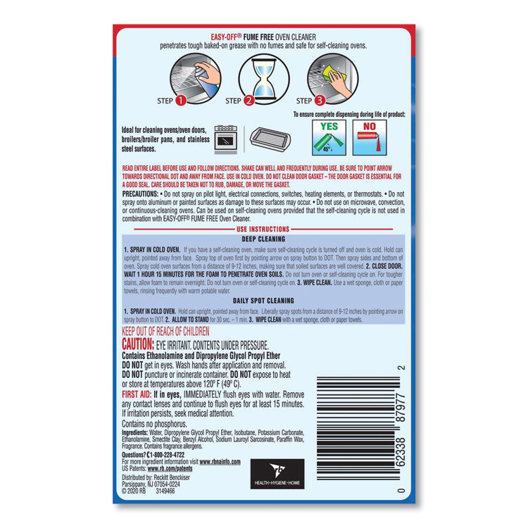 EASY-OFF® Fume-Free Oven Cleaner, Lemon Scent, 14.5 oz Aerosol Spray (RAC87977) Each