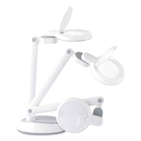 OttLite Space-Saving LED Magnifier Desk Lamp, 14" High, White (OTTG97WGCFFP) Each