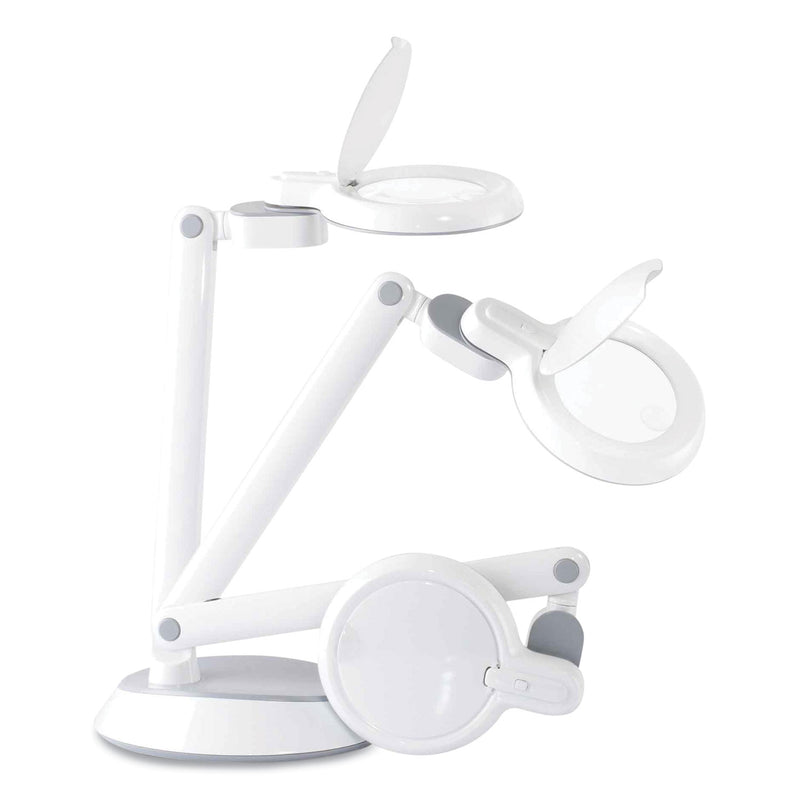 OttLite Space-Saving LED Magnifier Desk Lamp, 14" High, White (OTTG97WGCFFP) Each