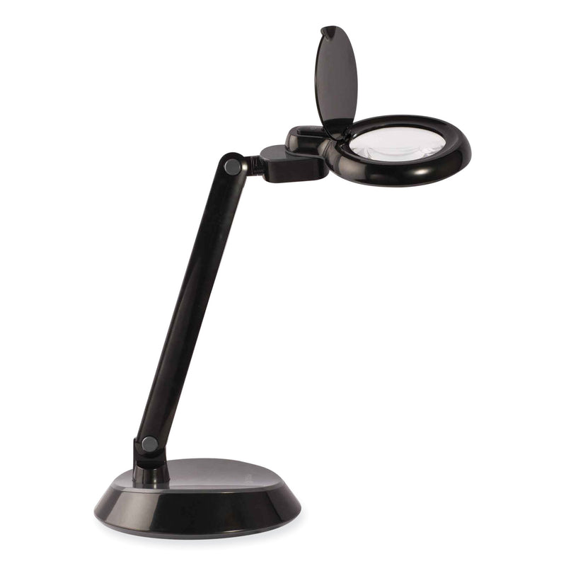 OttLite Space-Saving LED Magnifier Desk Lamp, 14" High, Black (OTTG97BGCFFP) Each