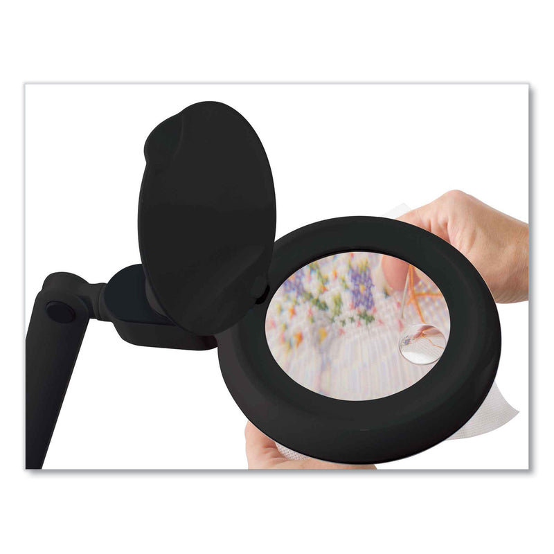 OttLite Space-Saving LED Magnifier Desk Lamp, 14" High, Black (OTTG97BGCFFP) Each