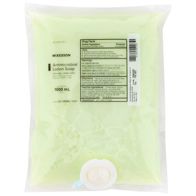 McKesson Antimicrobial Soap Lotion 1,000 mL Dispenser Refill Bag Herbal Scent (468273_CS) 10/CS