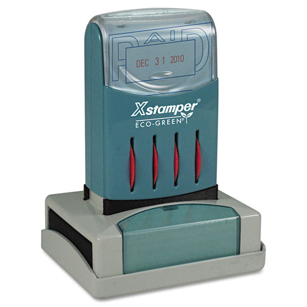 Xstamper® ECO-GREEN VersaDater Message Dater, 2.13 x 1.31, PAID, Blue/Red (XST66210) Each