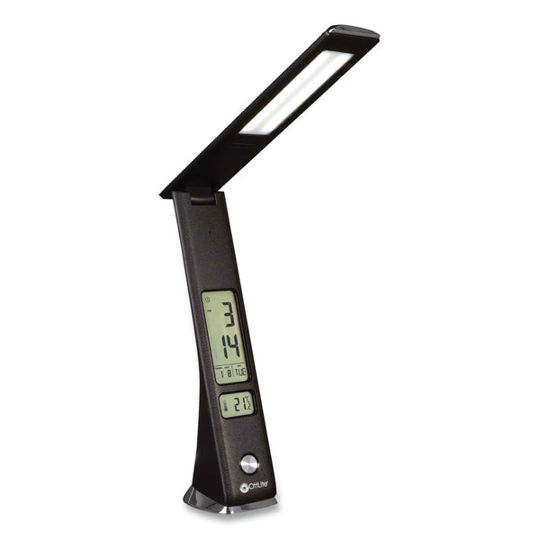 OttLite Wellness Series Rise LED Desk Lamp with Digital Display, 12" to 19" High, Black (OTTCSE13G59) Each