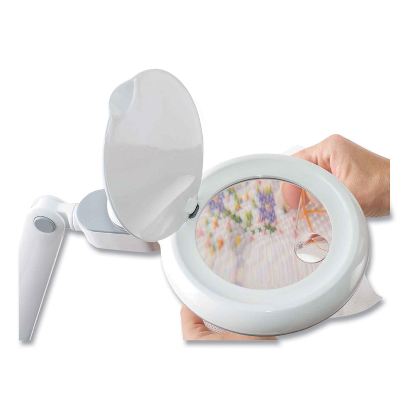 OttLite Space-Saving LED Magnifier Desk Lamp, 14" High, White (OTTG97WGCFFP) Each