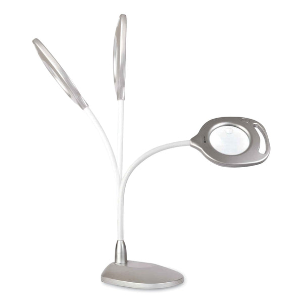 OttLite 2-in-1 LED Magnifier Floor and Table Light, 39.5" High, Silver/White (OTT43828CSHPR) Each