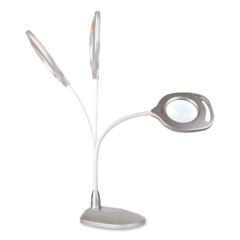 OttLite 2-in-1 LED Magnifier Floor and Table Light, 39.5" High, Silver/White (OTT43828CSHPR) Each
